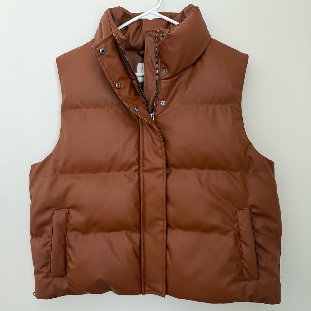 a new day Faux Leather Puffer Vest